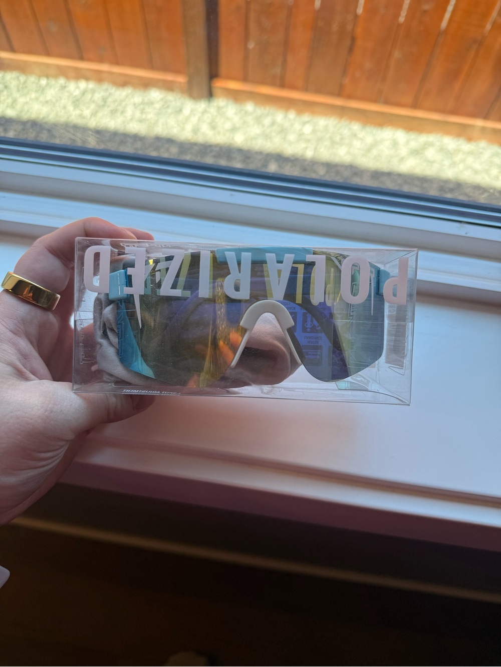 Pit Viper Polarized Mirrored Sport Sunglasses - Blue/Gold Lens